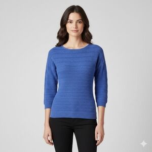 Zilch Amsterdam Women's Blue Organic Cotton Textured Sweater Size M